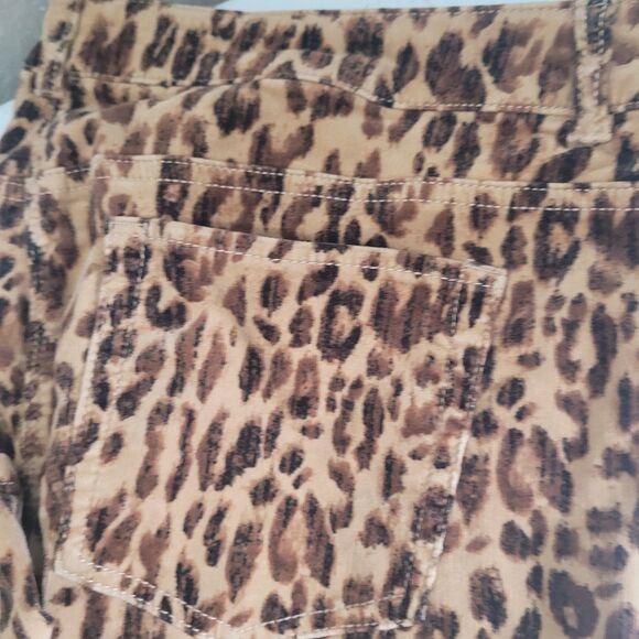 Chico's size 3 pants corduroy studs pockets straight zip button animal print - Picture 7 of 15